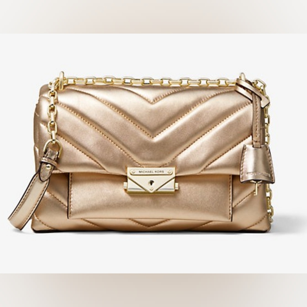 Michael Kors Cece Medium Quilted Metallic Leather Convertible Shoulder Bag